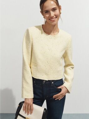 Jason Wu  Crew Neck Tweed  Cropped Jacket